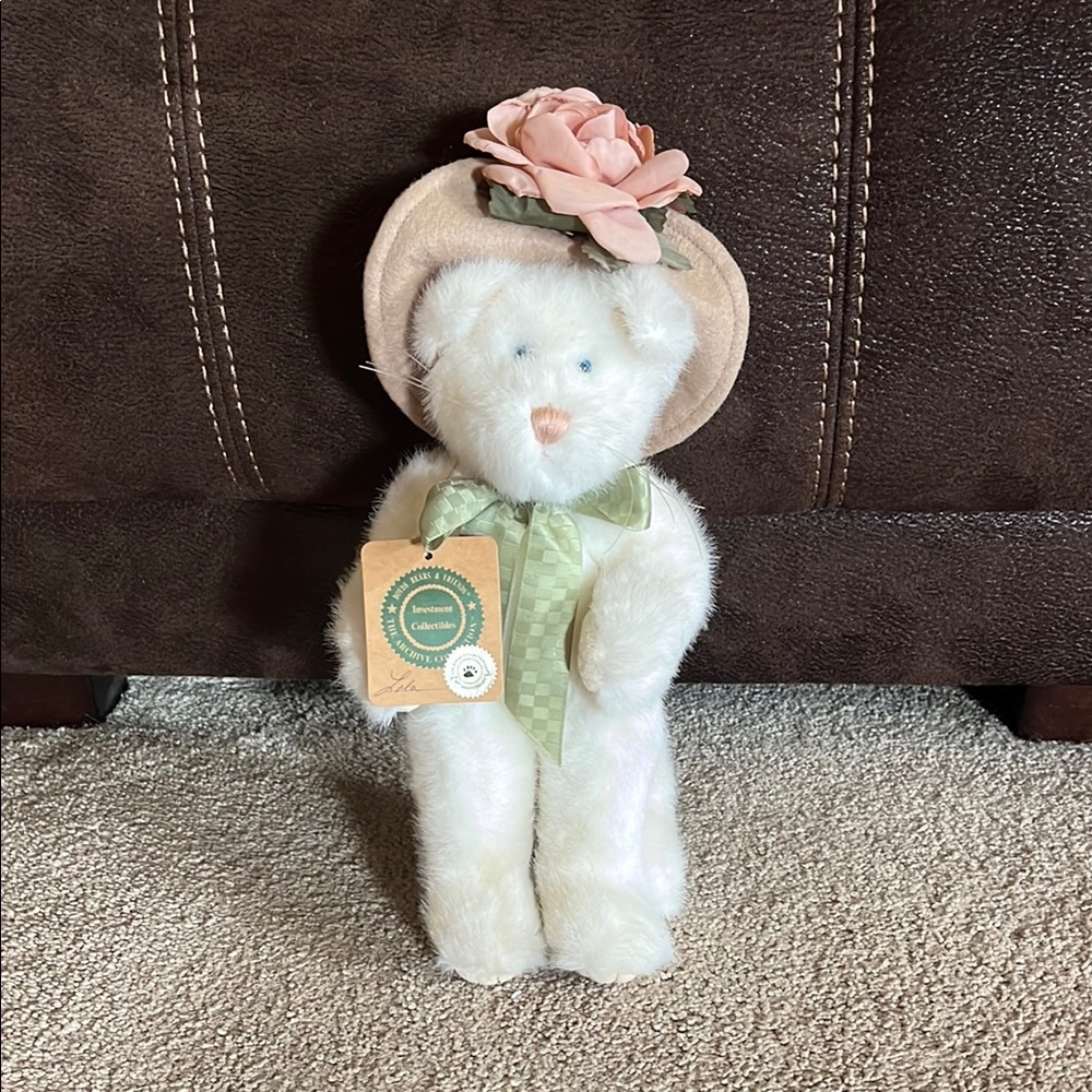 Floral Hat Teddy Bear - Cream and Pink